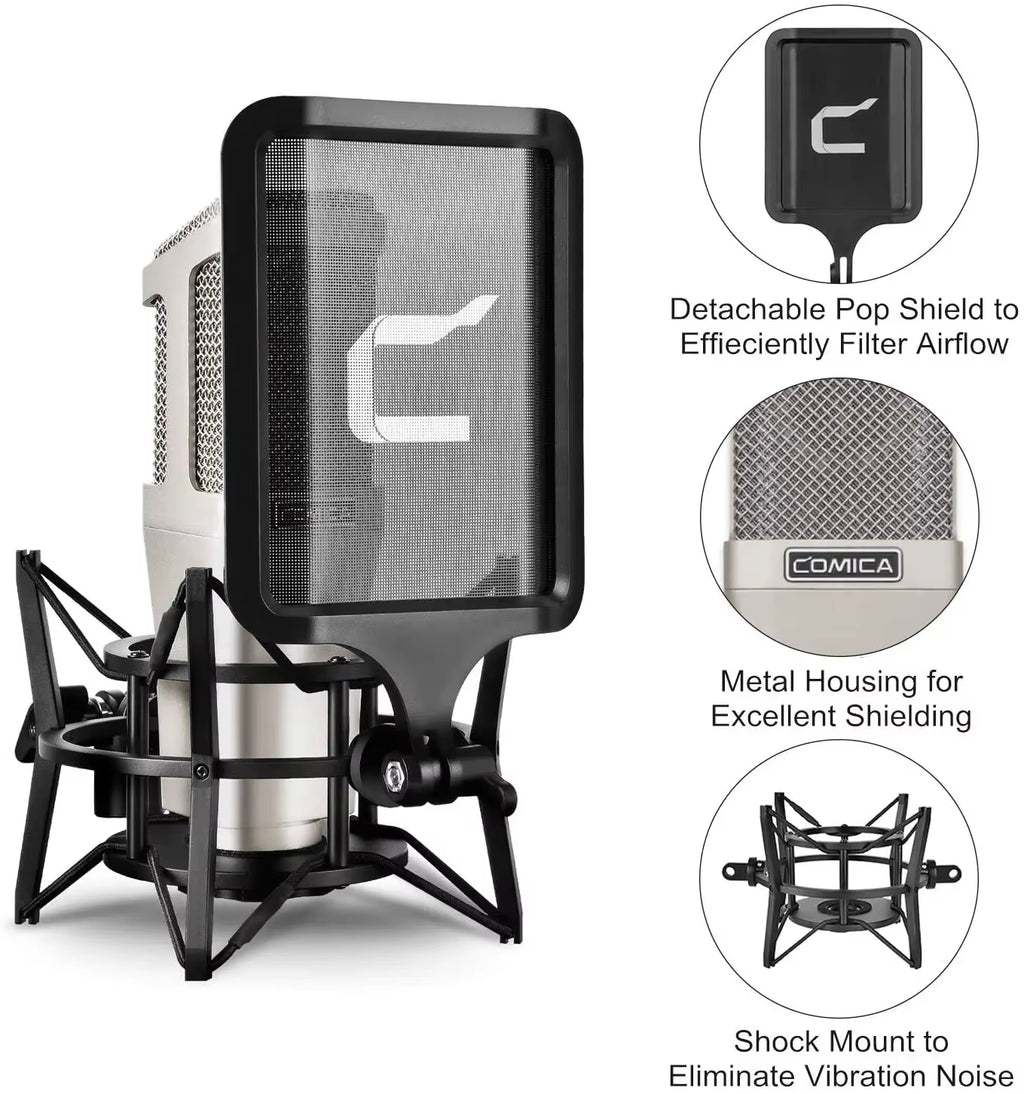 STM01 Professional XLR Condenser Cardioid Microphone Support 24V/48V Phantom Power with Large Diaphragm, All Metal Shield