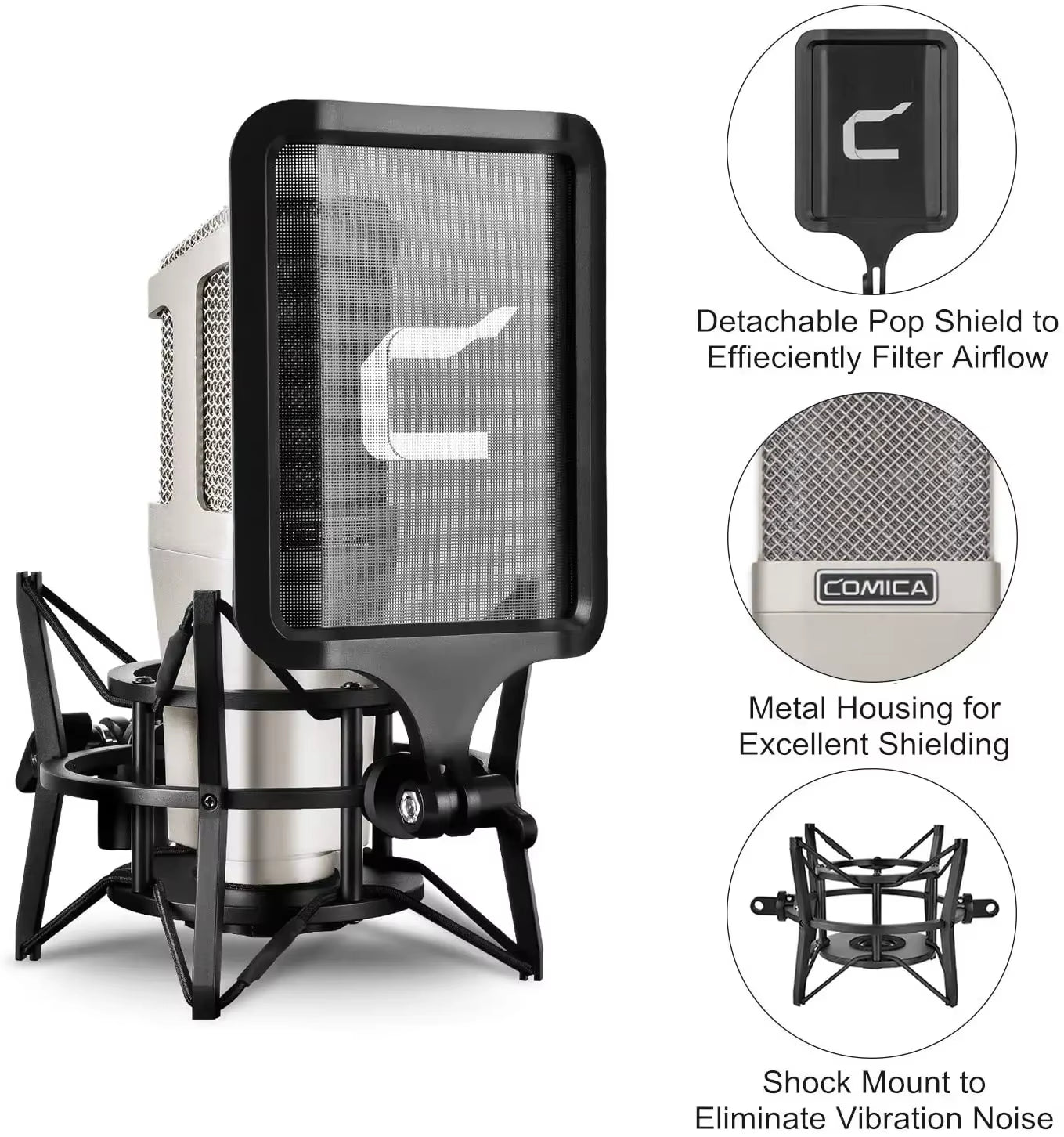 STM01 Professional XLR Condenser Cardioid Microphone Support 24V/48V Phantom Power with Large Diaphragm, All Metal Shield