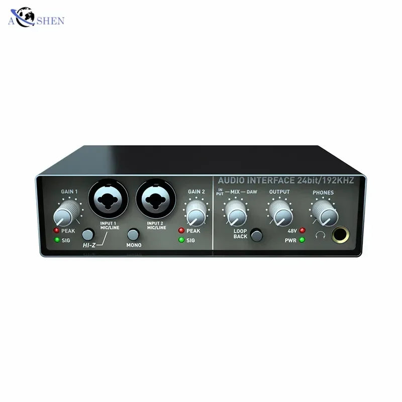 Audio Interface Recording Studio Usb External Sound Card Recording Guitar 2 Channel Interface Audio Аудиоинтерфейс
