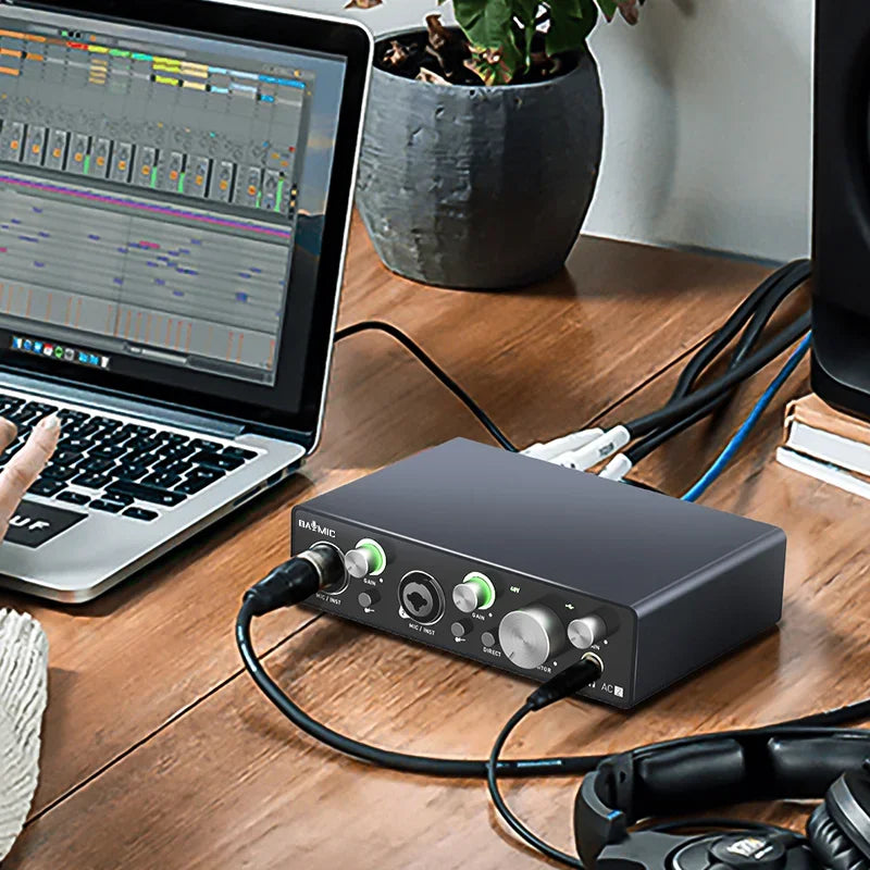 Audio Interface Recording Studio Usb External Sound Card Recording Guitar 2 Channel Interface Audio Аудиоинтерфейс