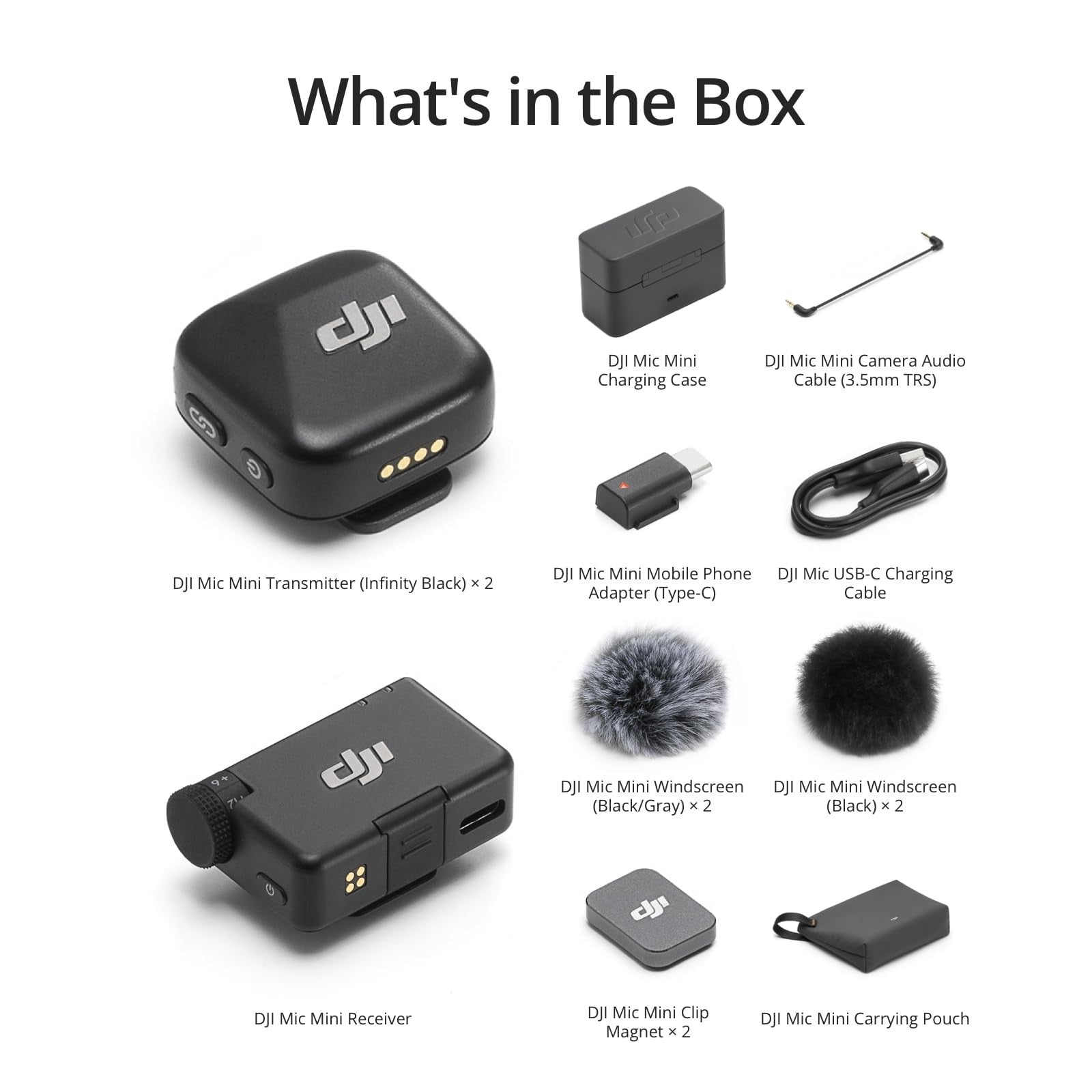 DJI Mic Mini Wireless Lavalier Microphone Compact Noise Cancelling 48 Hour Ba...