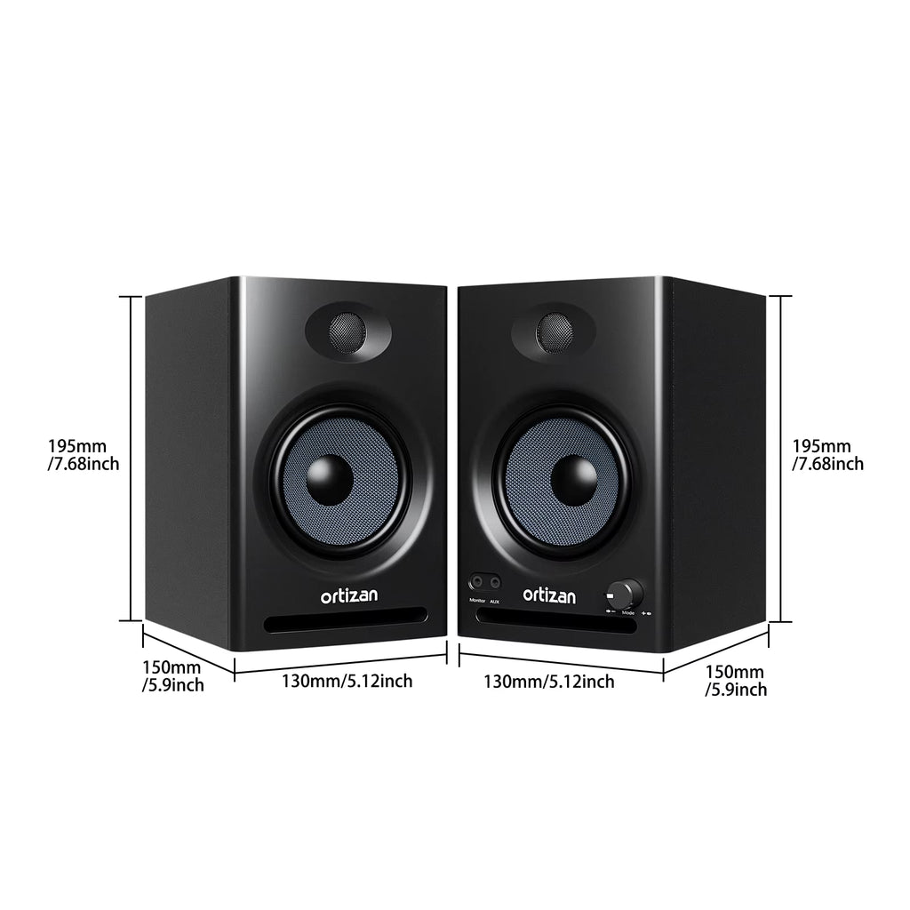 Ortizan C7 Dual-Mode 2.0 Studio Monitors, Active Monitor Speakers for near Field Music Production, Bluetooth 5.3 Wireless