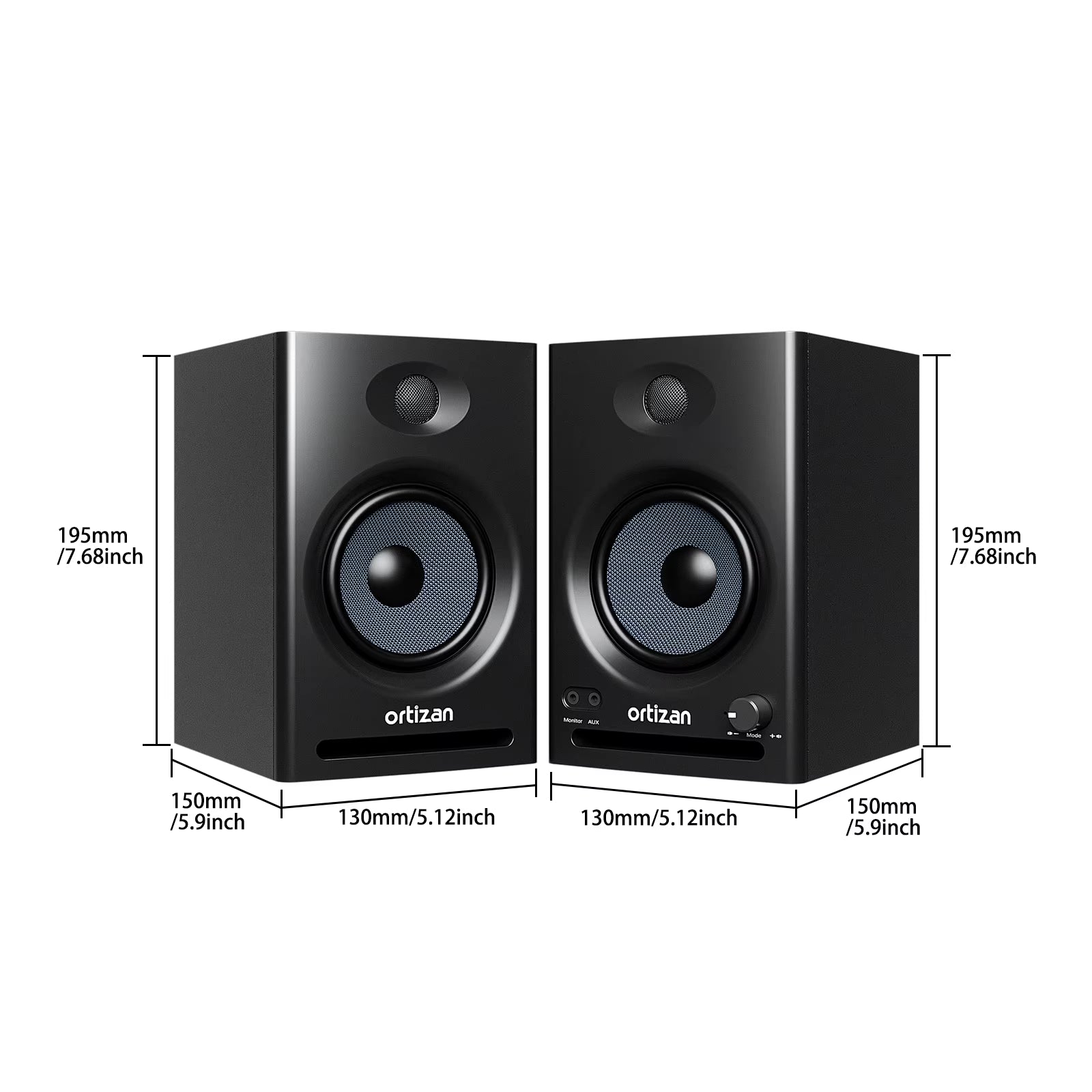 Ortizan C7 Dual-Mode 2.0 Studio Monitors, Active Monitor Speakers for near Field Music Production, Bluetooth 5.3 Wireless
