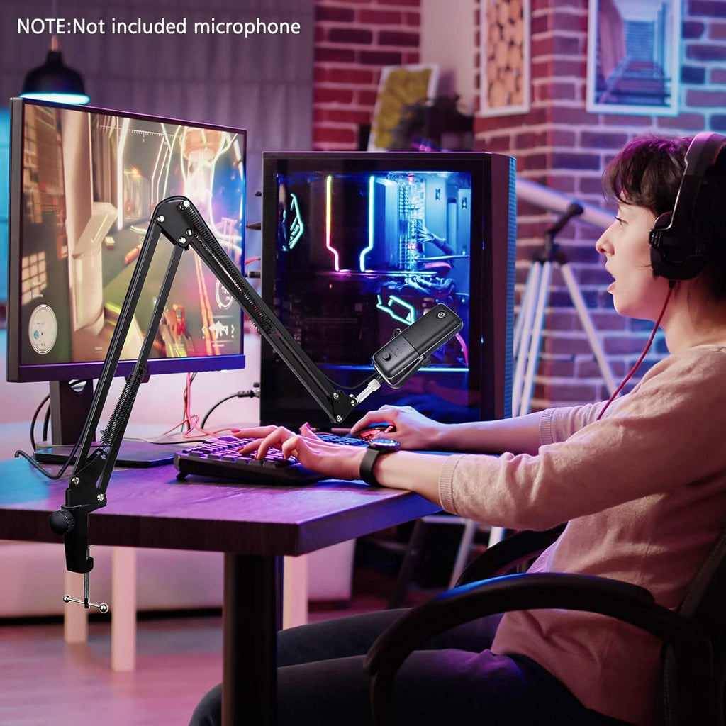 Boom Arm Mic Stand Compatible with Elgato Wave 3, Adjustable USB Mic Holder