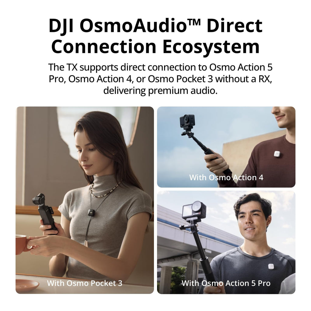 DJI Mic Mini Wireless Lavalier Microphone Compact Noise Cancelling 48 Hour Ba...