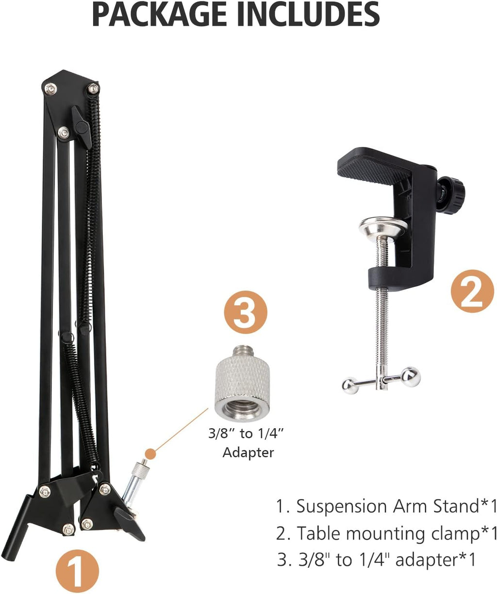 Boom Arm Mic Stand Compatible with Elgato Wave 3, Adjustable USB Mic Holder