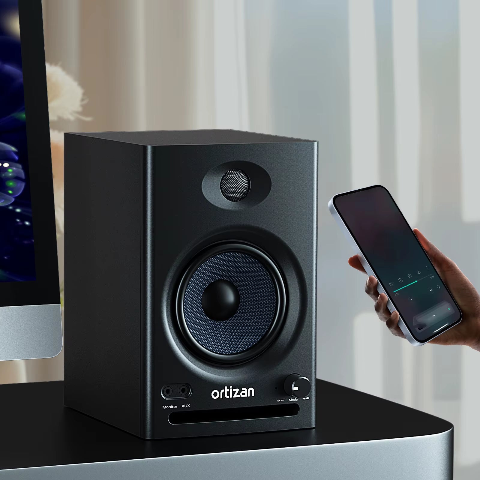 Ortizan C7 Dual-Mode 2.0 Studio Monitors, Active Monitor Speakers for near Field Music Production, Bluetooth 5.3 Wireless