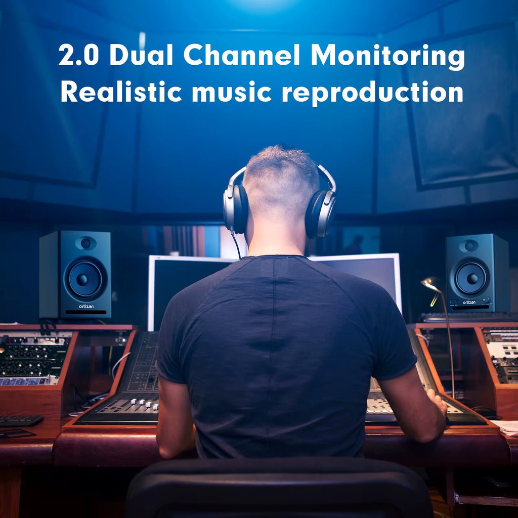 Ortizan C7 Dual-Mode 2.0 Studio Monitors, Active Monitor Speakers for near Field Music Production, Bluetooth 5.3 Wireless
